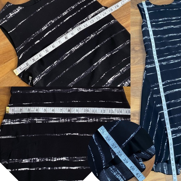 Vince Silk Drop Waist Black Dress Minimalist Artisan Modern Abstract Art Paint 2 - Picture 14 of 14